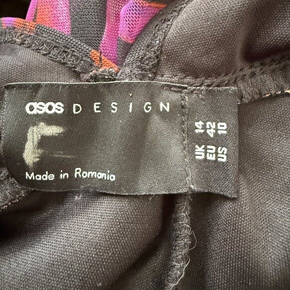 ASOS Zebra Print Plunge Long Sleeve Mini Dress Women's 10 Going Out Party Ruched - Picture 11 of 13